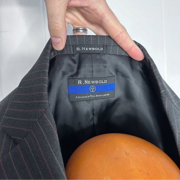 Paul Smith X R. Newbold Red & Gold Striped Gray Suit - Picture 2 of 12